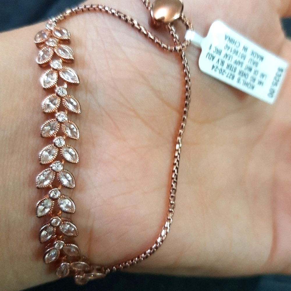 Dark Rose Gold Silver Bracelet With Sapphire Stones